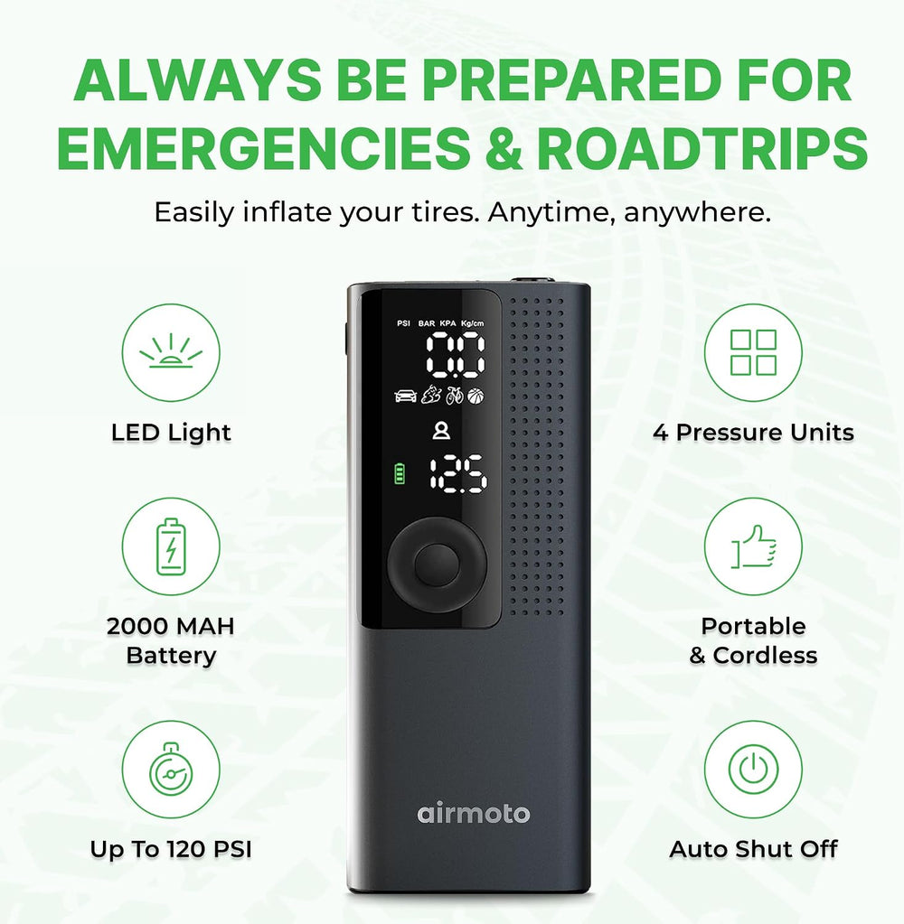 Airmoto Portable Tire Inflator and Hard Carrying Case Bundle