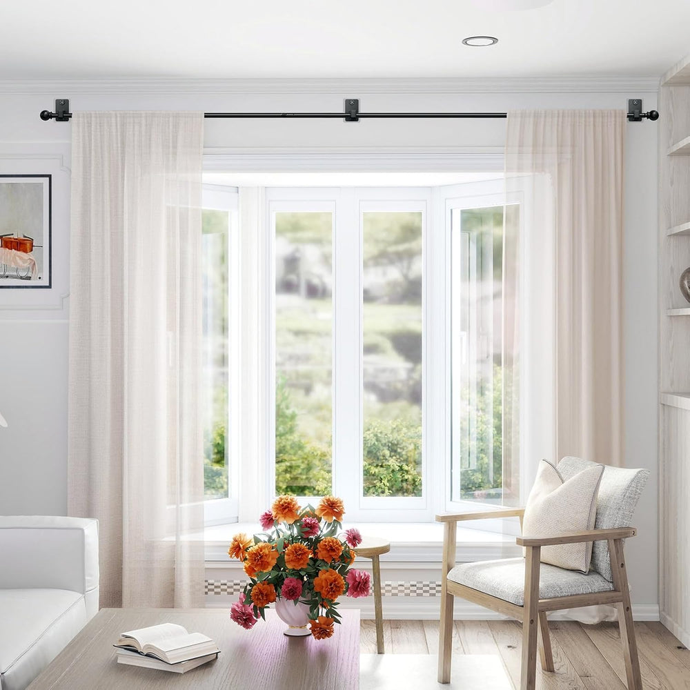 No Drill Curtain Rod for Windows 25 to 49 Inch - 2.0 Dual-Fix Adhesive & ...