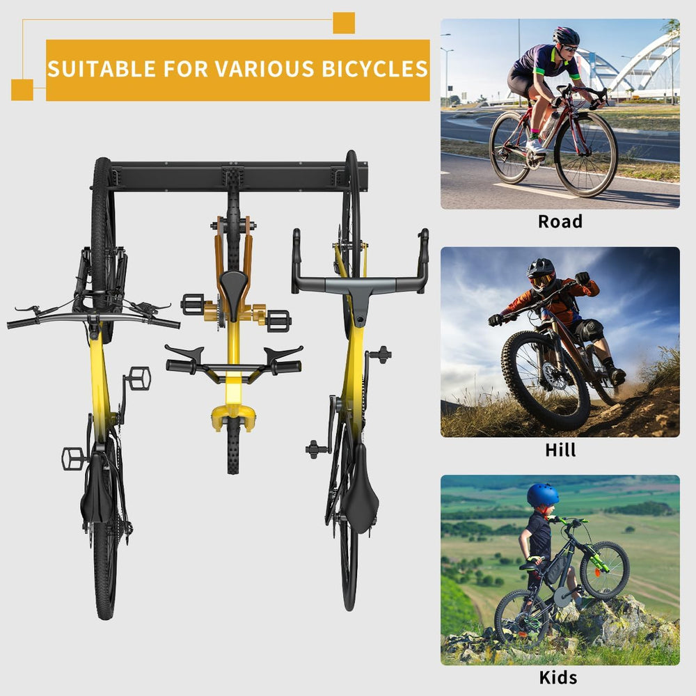 Housolution Bike Storage Rack 64Inch for 6 Bikes + 5 Helmets, Up to 500lbs