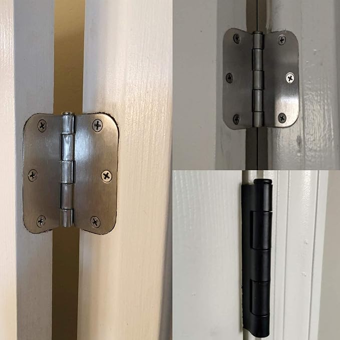 30 Pack Rounded Brushed Nickel Door Hinges 3.5 Inch 5/8" Radius 3 1/2&qu...