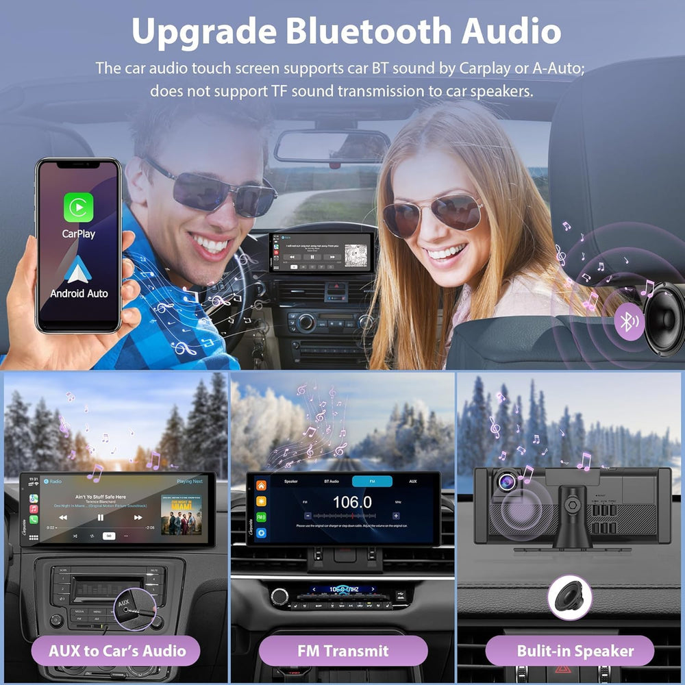 Carpuride Wireless Carplay & Android Auto with Dash Cam
