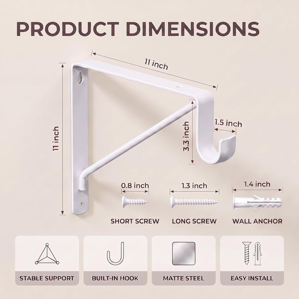 6 PCS Heavy Duty Closet Rod Bracket,11''x11'' Closet Shelf Br...