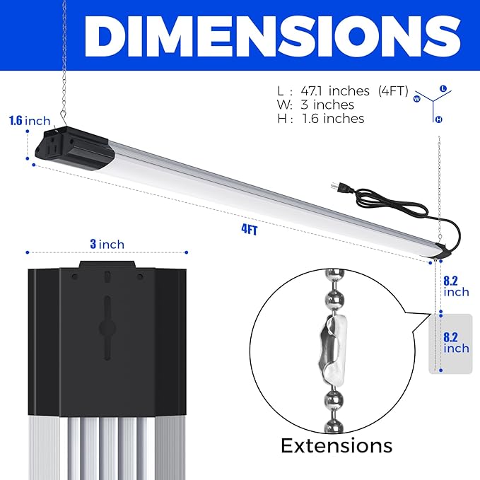 Barrina BS84 LED Shop Lights for Workshop 4FT, 6500K Utility Shop Lights (10 ...