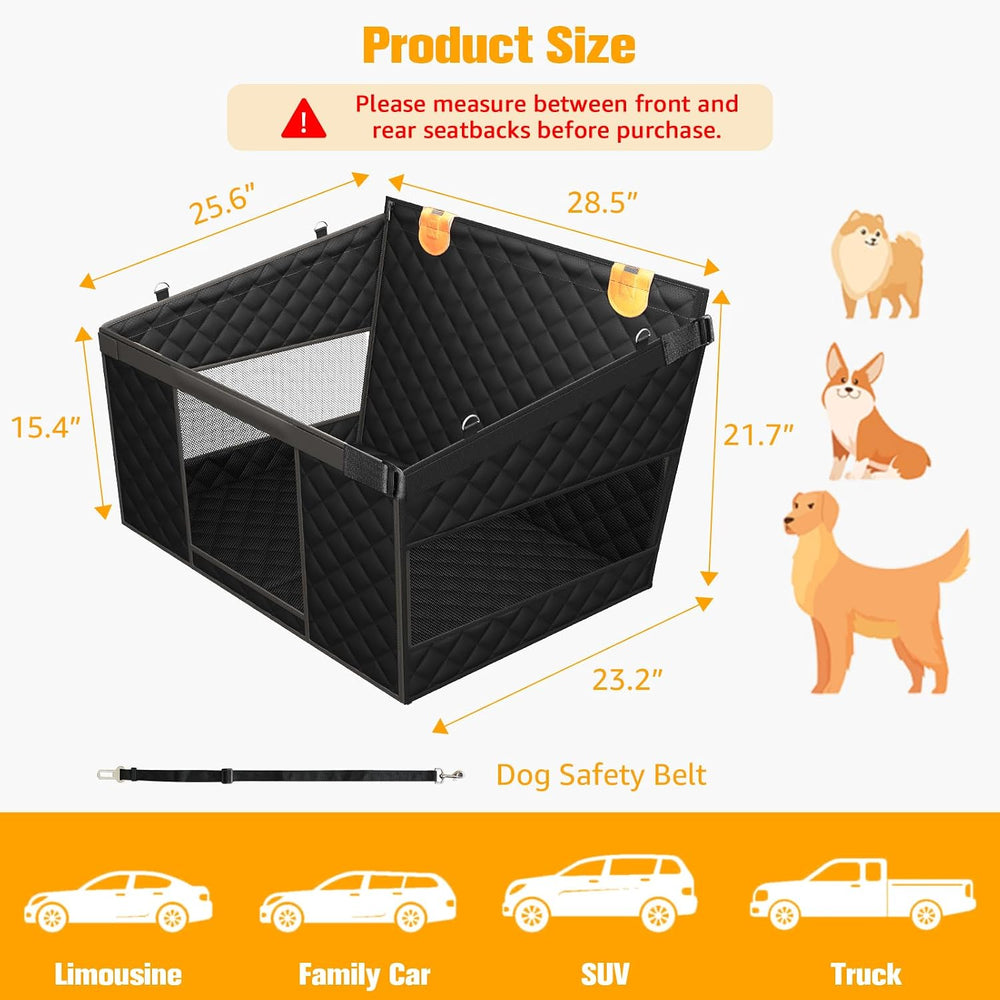 PETICON Large Dog Car Seat, Back Seat Extender for Dogs with Hard Bottom