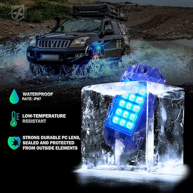 Xprite Bluetooth RGB LED Rock Lights Kit, Motorcycles, Boats