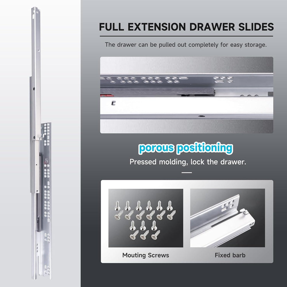 Hitess 6 Pair 18 Inch Undermount Soft Close Drawer Slides Full Extension