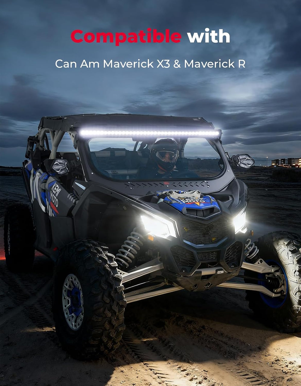 KEMIMOTO 50" LED Light Bar Compatible with Can-Am Maverick X3 2017+