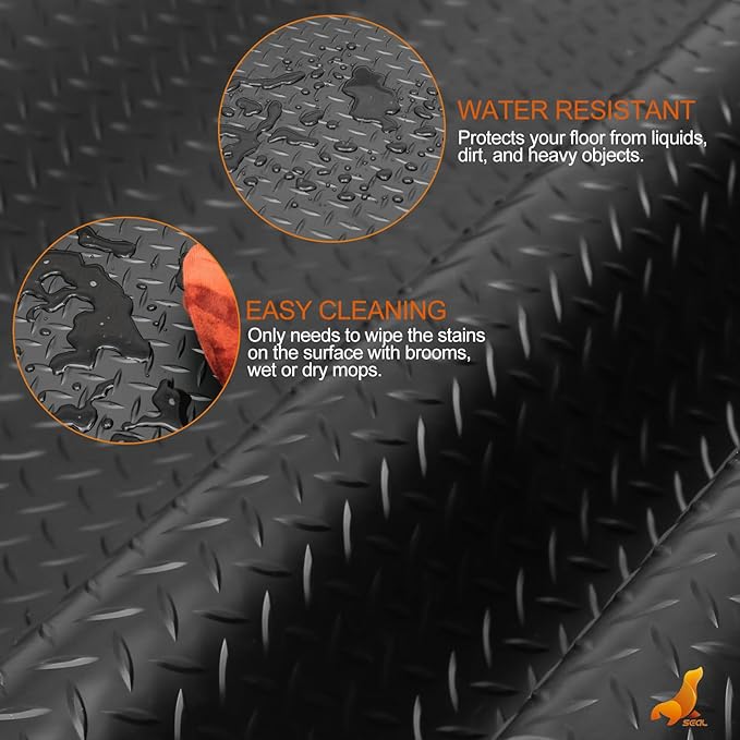 SEAL 5 x 10 Ft Premium Garage Floor Mat, Solid 2.8mm Thickened Black Commercial