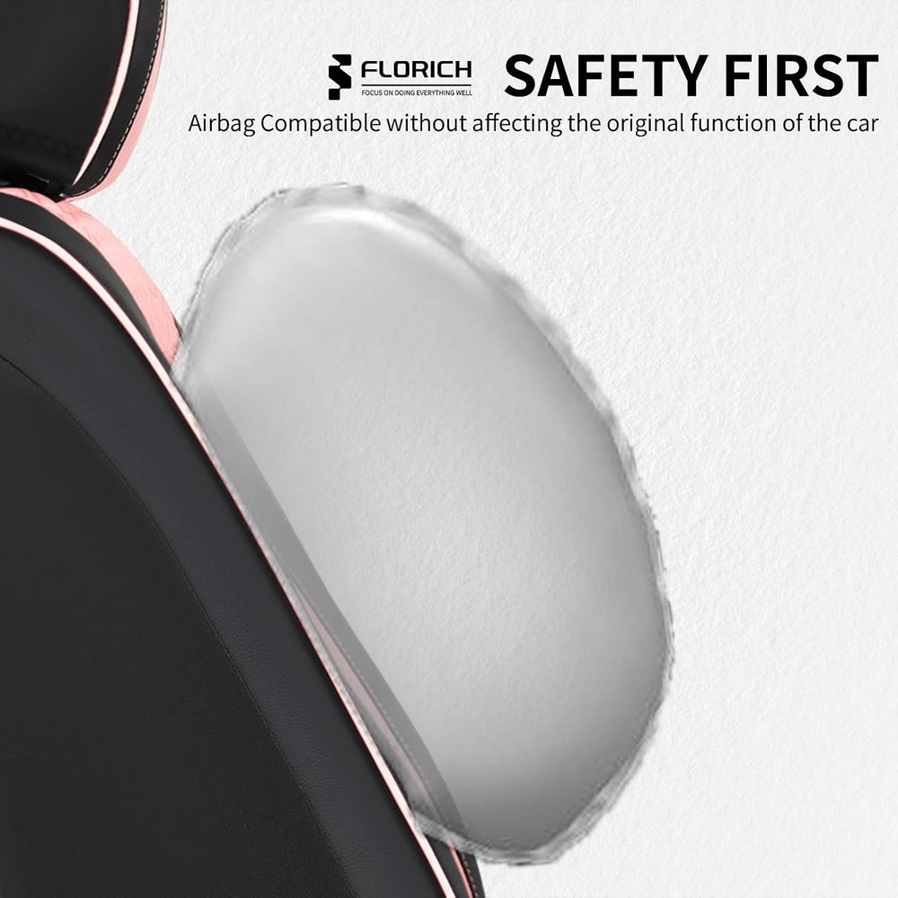 Leather Cars Seat Covers Full Set Pink Car Seat Covers Front and Rear Seat Co...