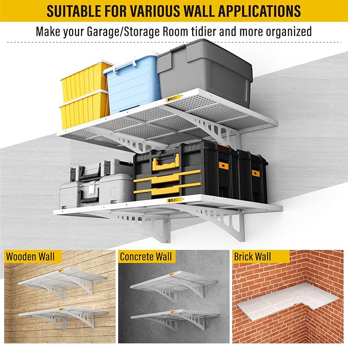 2Pack 2x3ft Adjustable Metal Garage Wall Shelving Heavy Duty Garage Storage