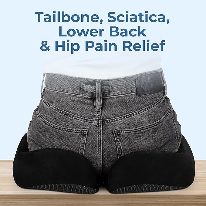 5 STARS UNITED Seat Cushion for Tailbone Pain Relief – Large Memory Foam