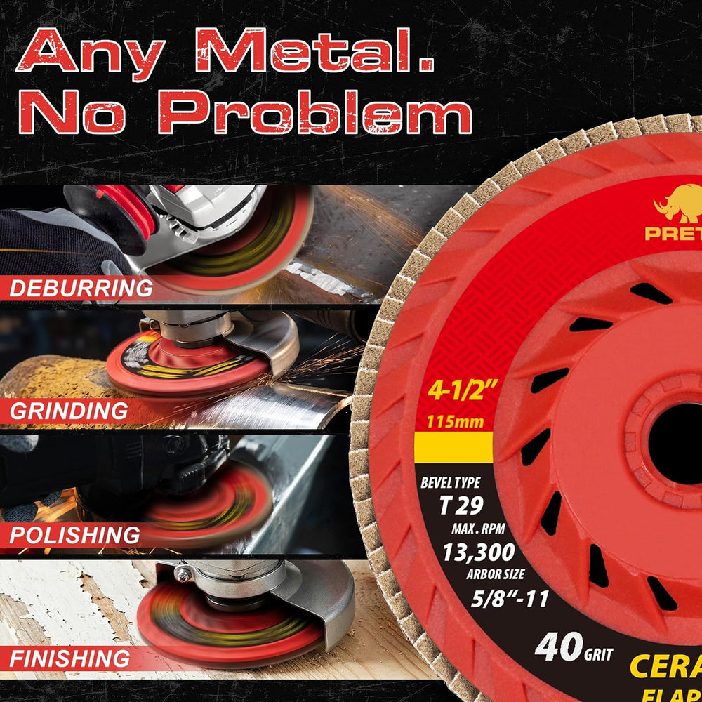 Ceramic Flap Discs 4 1/2 for Angle Grinder, 40/60/80/120 Grit, 20 Pack