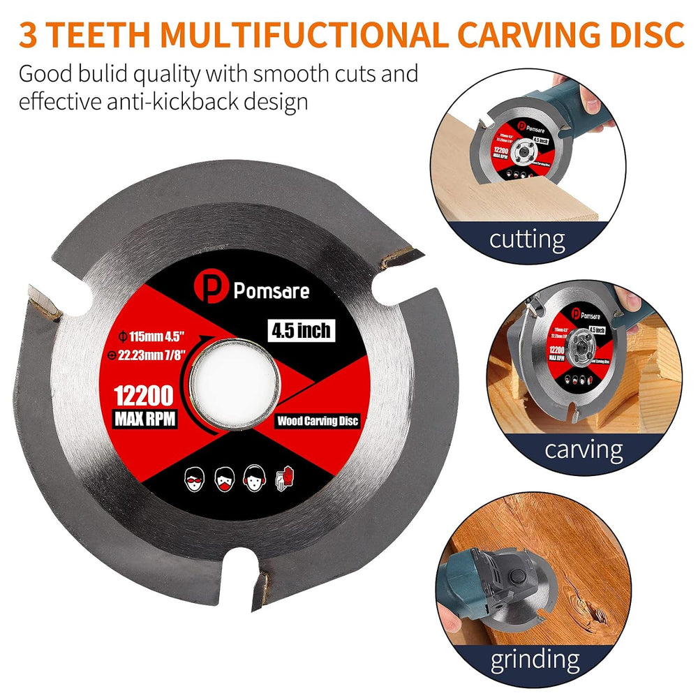 Pomsare Premium Tungsten Carbide Wood Carving Disc for Angle Grinder
