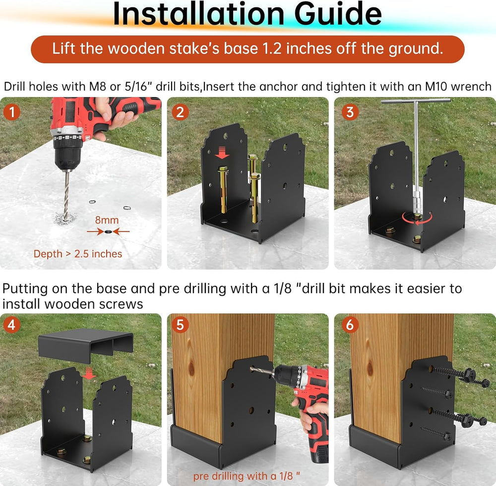 4X4 Post Base for Concrete, Heavy-Duty Post Deck Base Anchor for Wood