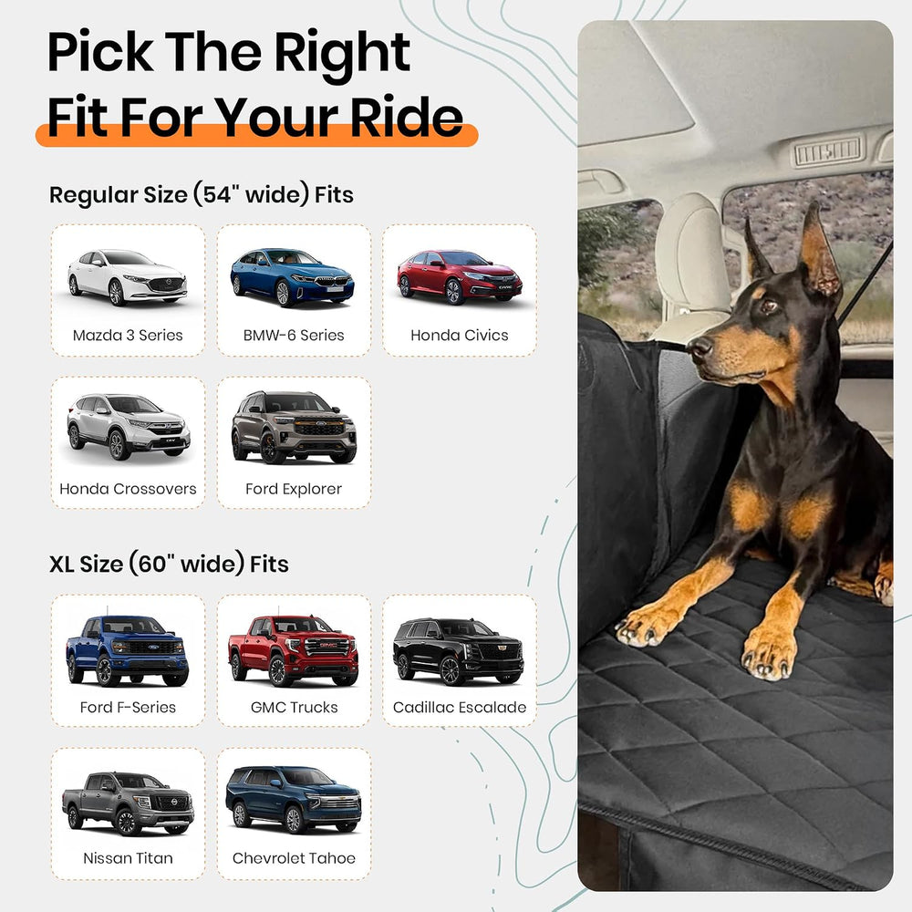 4Knines Back Seat Extender for Dogs Hard Bottom w/EZ Door Guard Black Reg