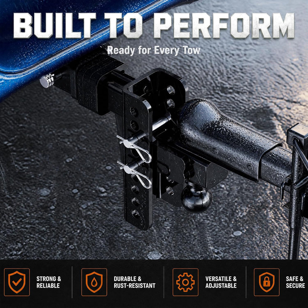 Adjustable Trailer Hitch, Fit 2 in Receiver, 6 Inch Drop/Rise