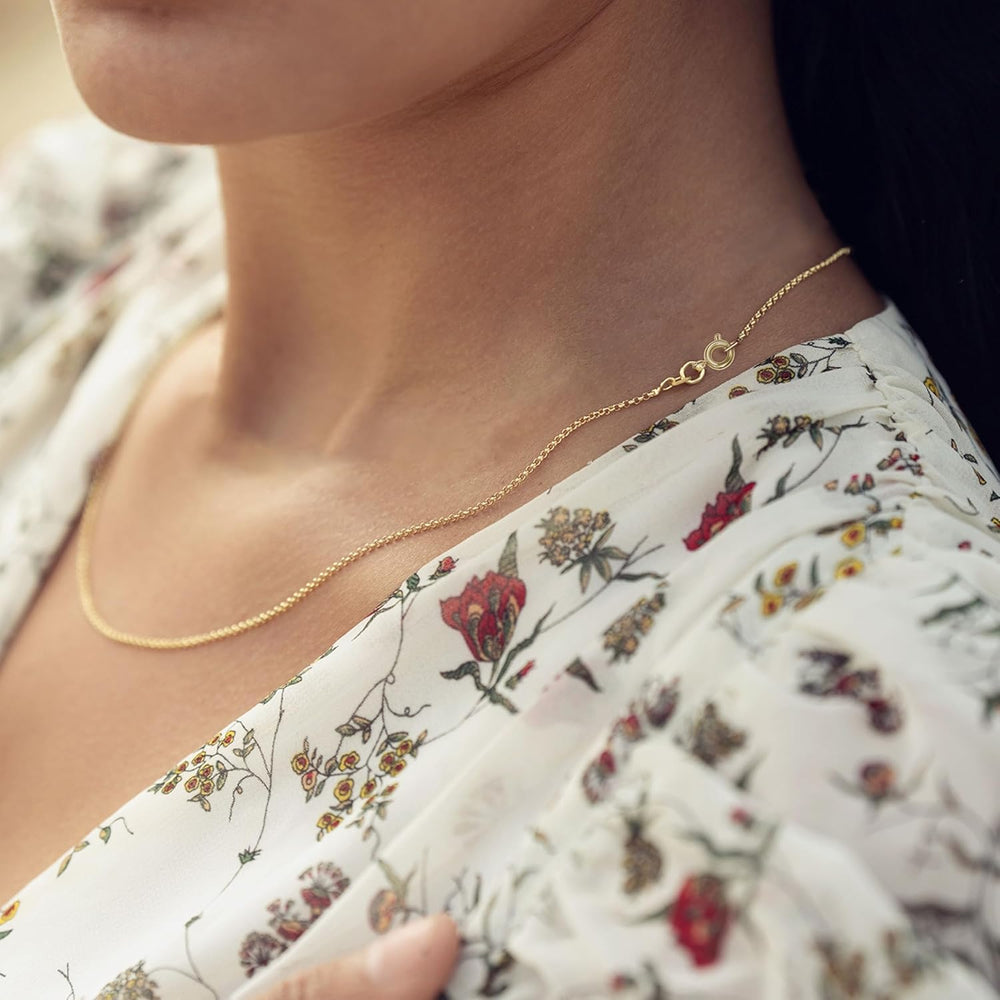 KISPER Dainty Gold Cable Chain Necklace Women 24K Plated Stainless Steel