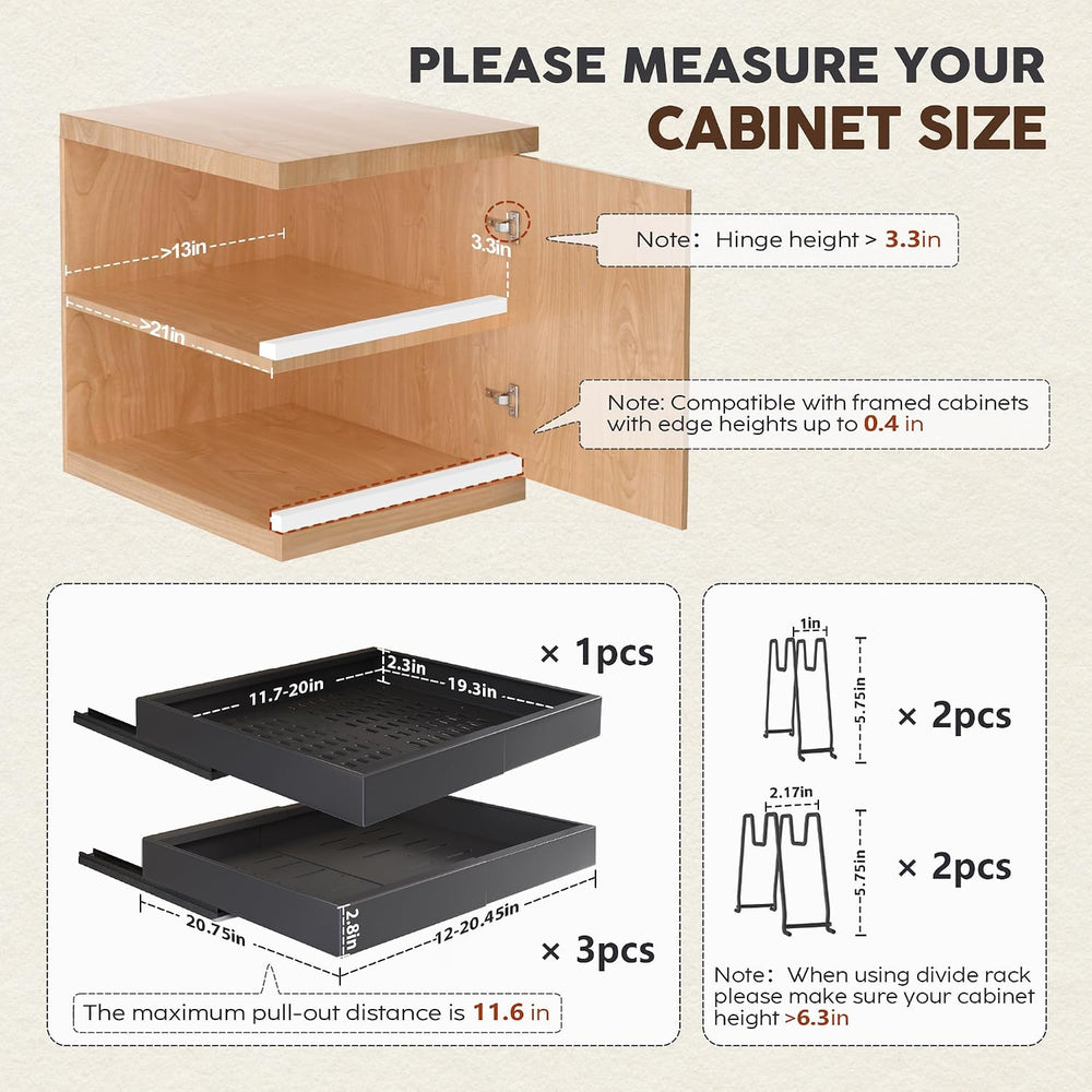 Seinloes 4Pack Expandable Pull Out Cabinet Organizer 21"Deep With Raisin...