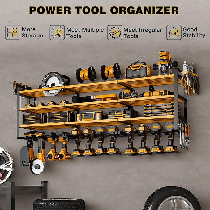 48" Large Power Tools Organizer Wall Mount, 12 Drill Holder