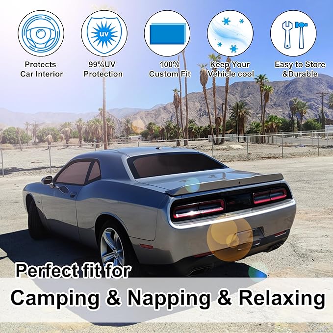 TINGLU Window Shades for Dodge Challenger 2015-2023 Accessories Car Side Full...