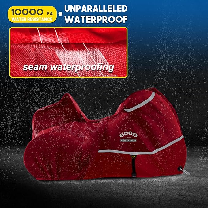 Rosefray Motorcycle Cover with Side+Top Box Heavy Duty 600D Waterproof