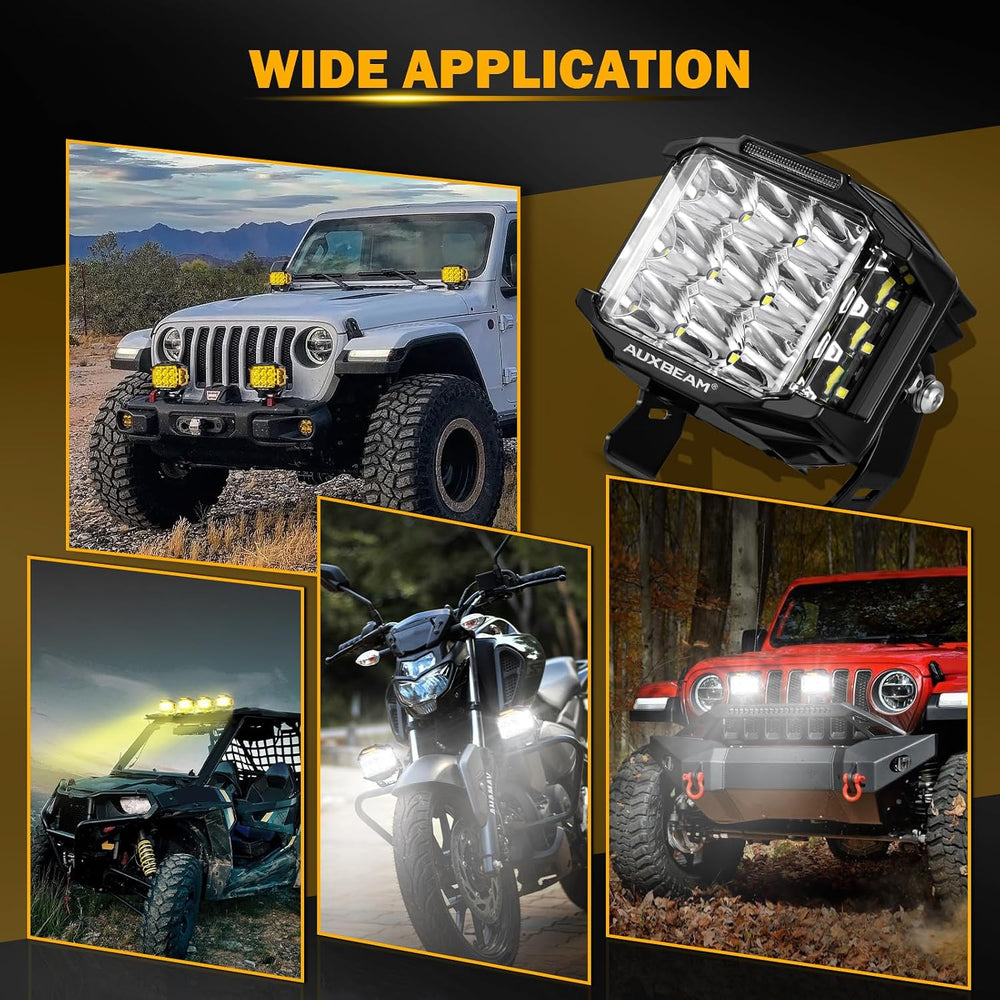 Auxbeam V-MAX Series 5" 168W LED Cube Pod 270° Side Shooter Fog Light Pods