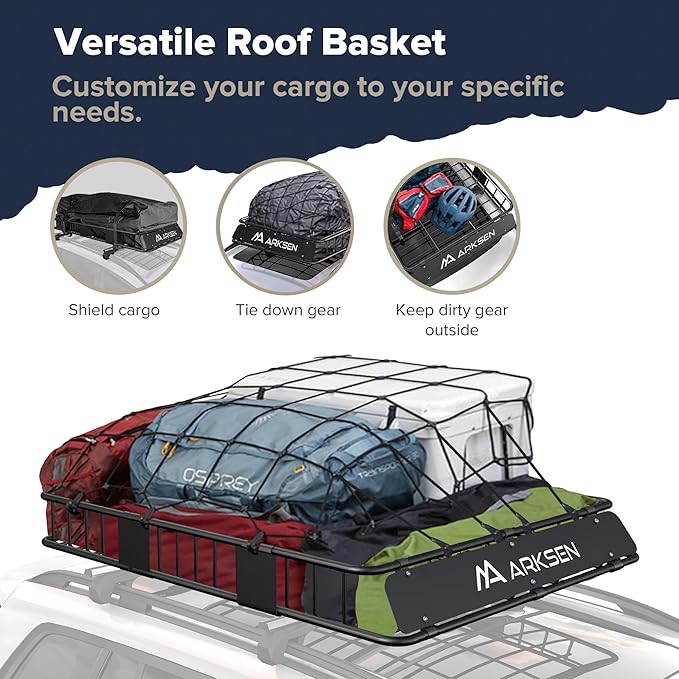 ARKSEN 64 x 39 x 6 Inch Universal 150LB Heavy Duty Roof Rack Cargo