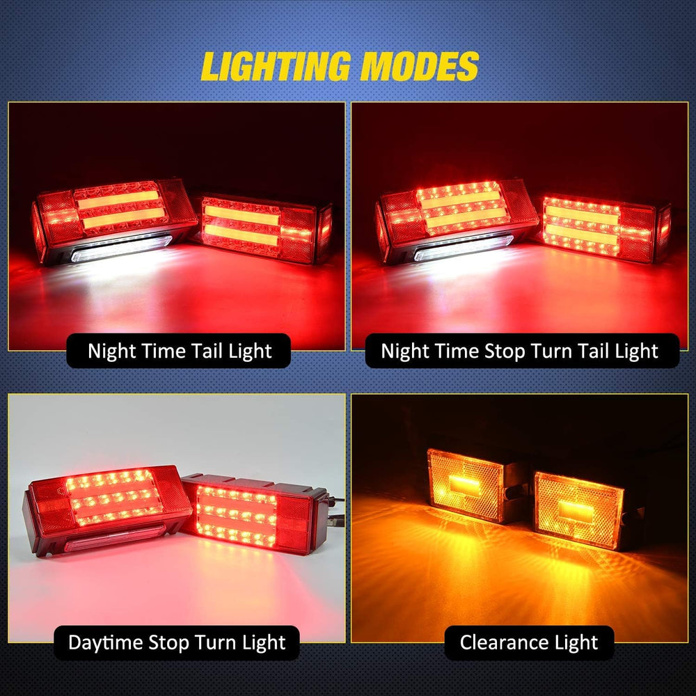 Nilight 2PCS Rectangular LED Trailer Light Kit with Halo Glow