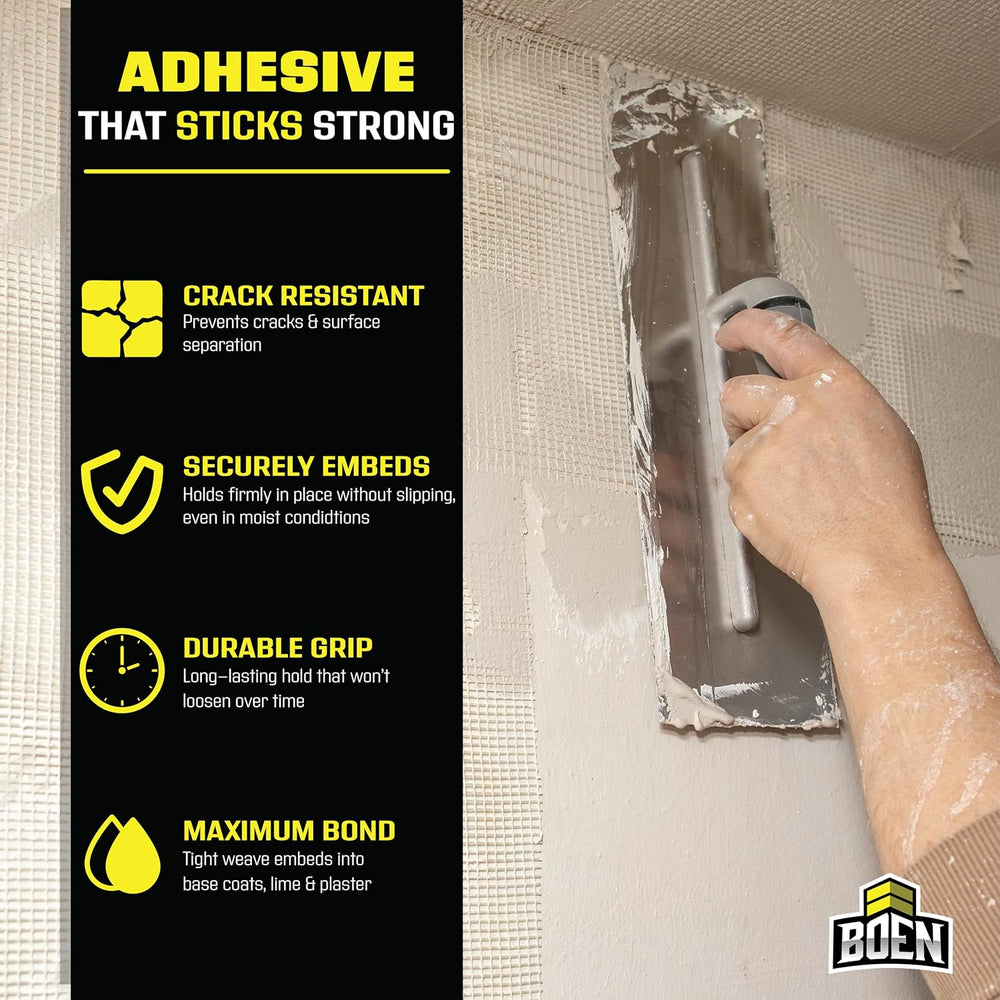 EIFS Stucco Mesh Tape 19"x150', Self-Adhesive Fiberglass Drywall Repair