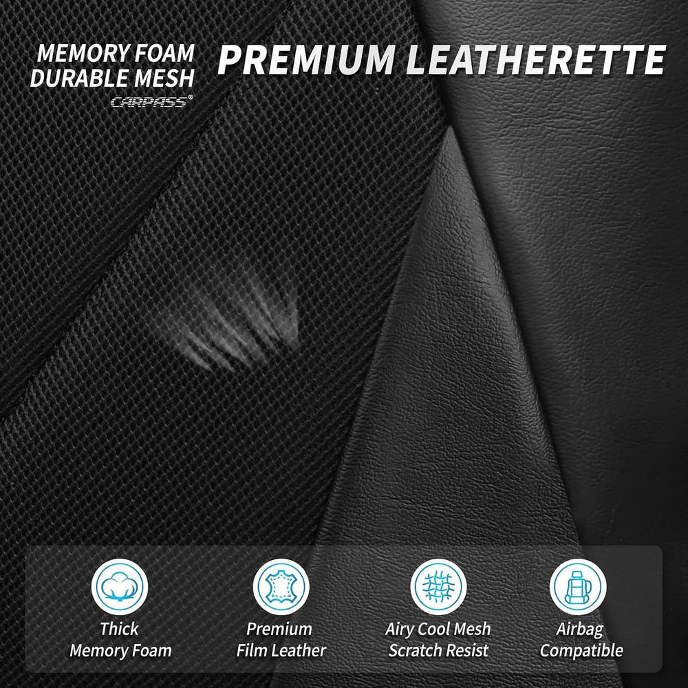 CAR PASS Airy Cool Memory Foam Seat Covers, Leather Mesh Thick Car Seat Cover...