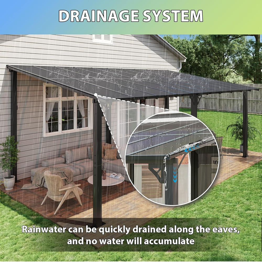 Aoxun Gazebo with Aluminum Frame & Polycarbonate Panel 20’x10’ Black