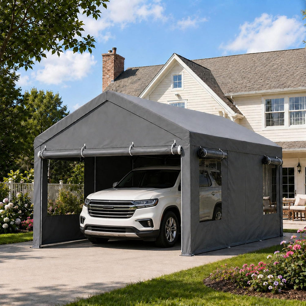 Nuturelly 12x20 Heavy Duty Carport, Portable Garage for Truck SUV, Gray