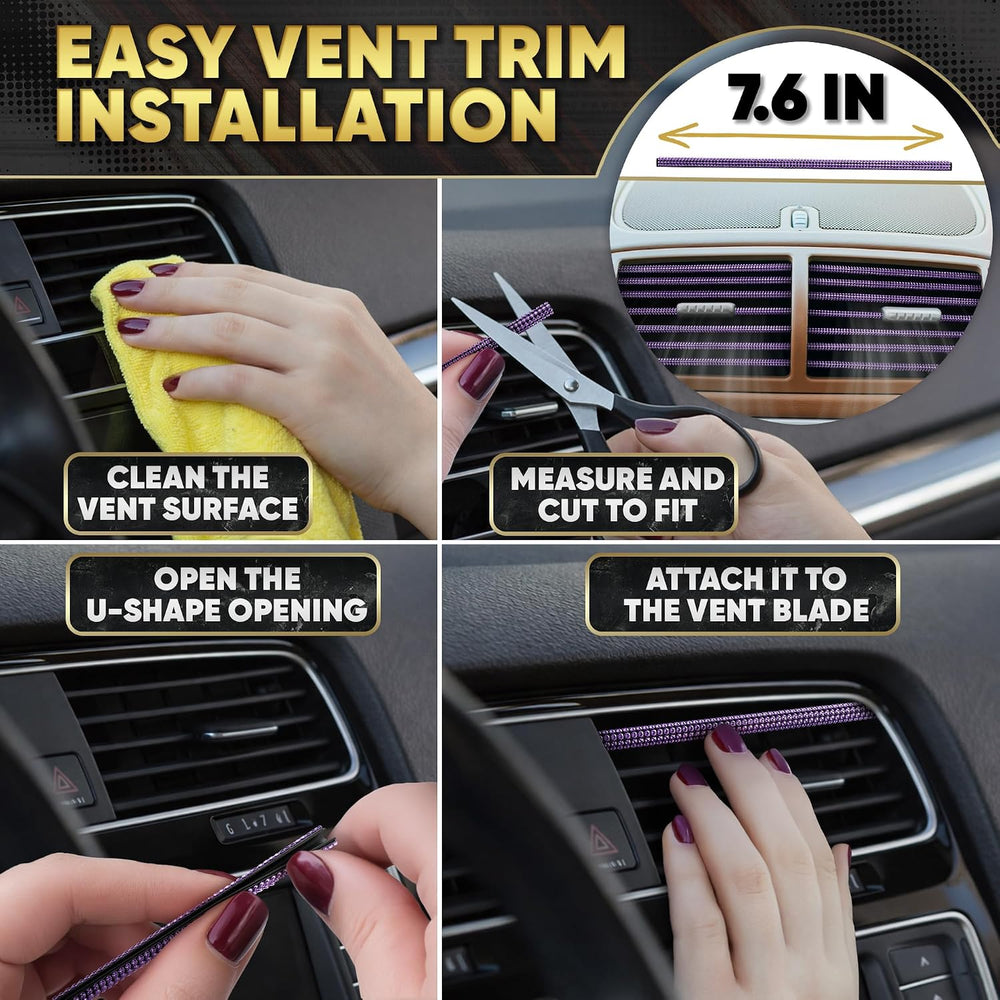 Purple Bling Car Accessories Set, 27 Pcs, for Women Drivers