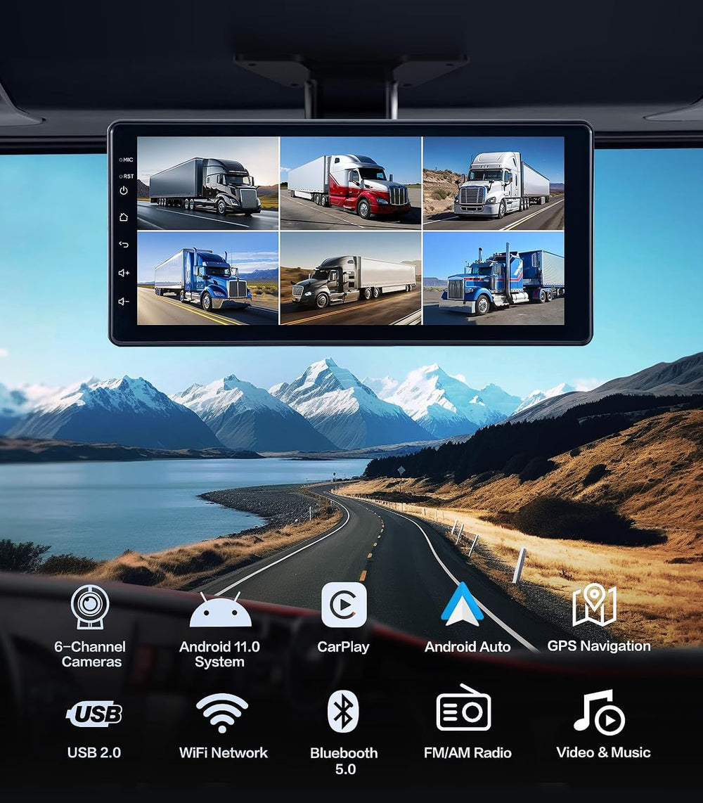6-Channel 1080P Backup Camera Dash Cam System for Truck/RV/Trailer/Bus