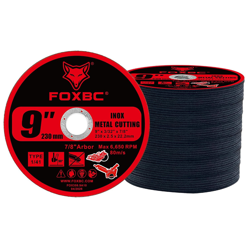 FOXBC 9 Inch Metal Cut-Off Wheel Discs, 9" x 3/32" x 7/8" - 10...
