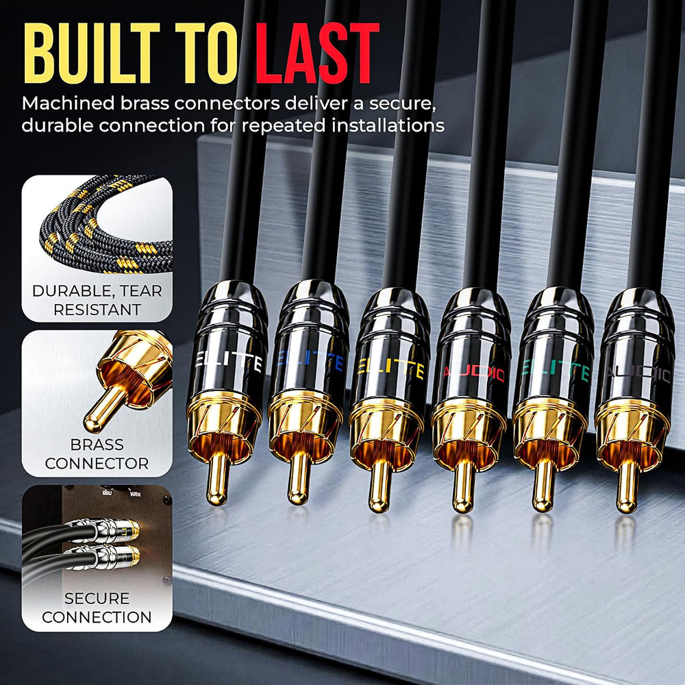 Elite Audio Pro Series | 17ft 6-Channel RCA Cable | OFC | Triple Shielded