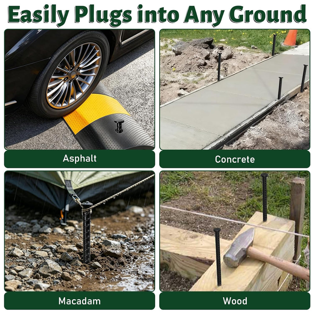 14 Inch Rebar Stakes 1/2" Heavy Duty Ground Anchors for Asphalt (10 Pack)