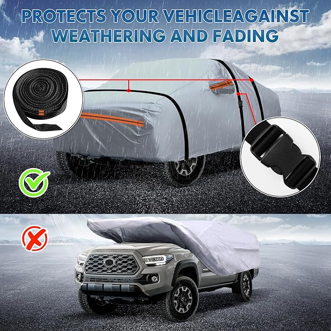 KEYOOG Fit for 198"-220" Length Pickup, 6-Layer Full Car Cover is A...