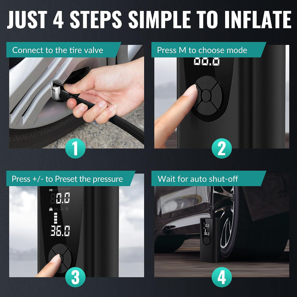 Tire Inflator Portable Air Compressor,180PSI Air Pump for Car Tires