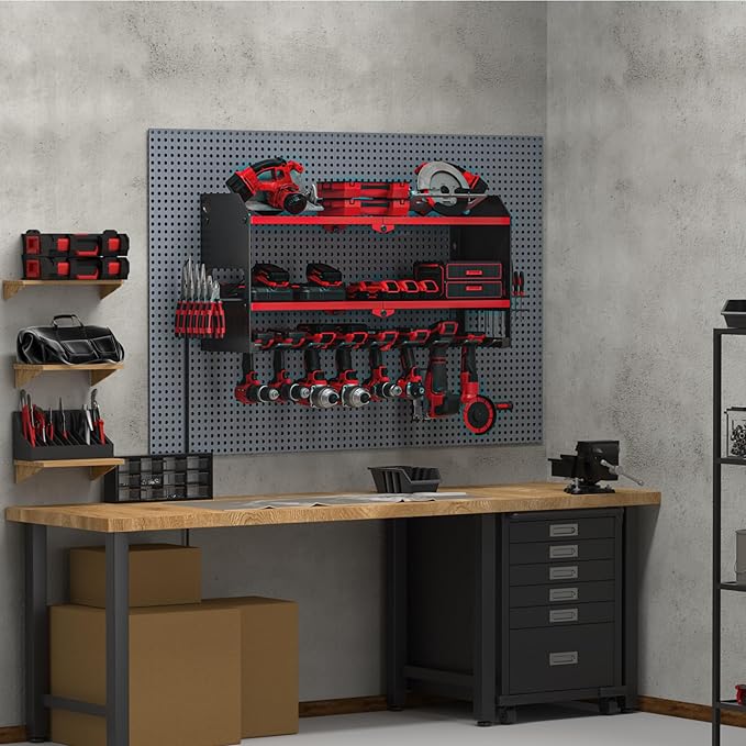 YYR Power Tool Organizer with Charging Station Wall Mount, Cordless Drill and