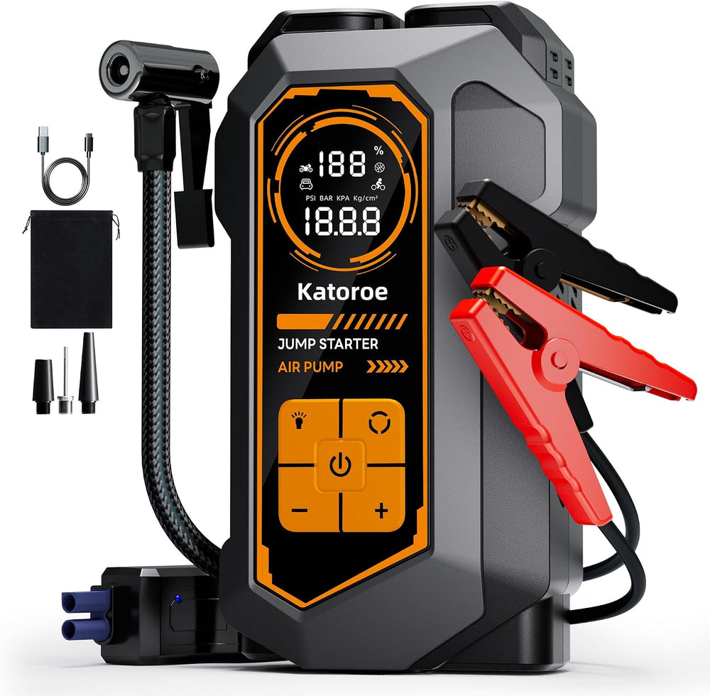 6000A Car Battery Jump Starter with Air Compressor 150PSI Tire Inflator