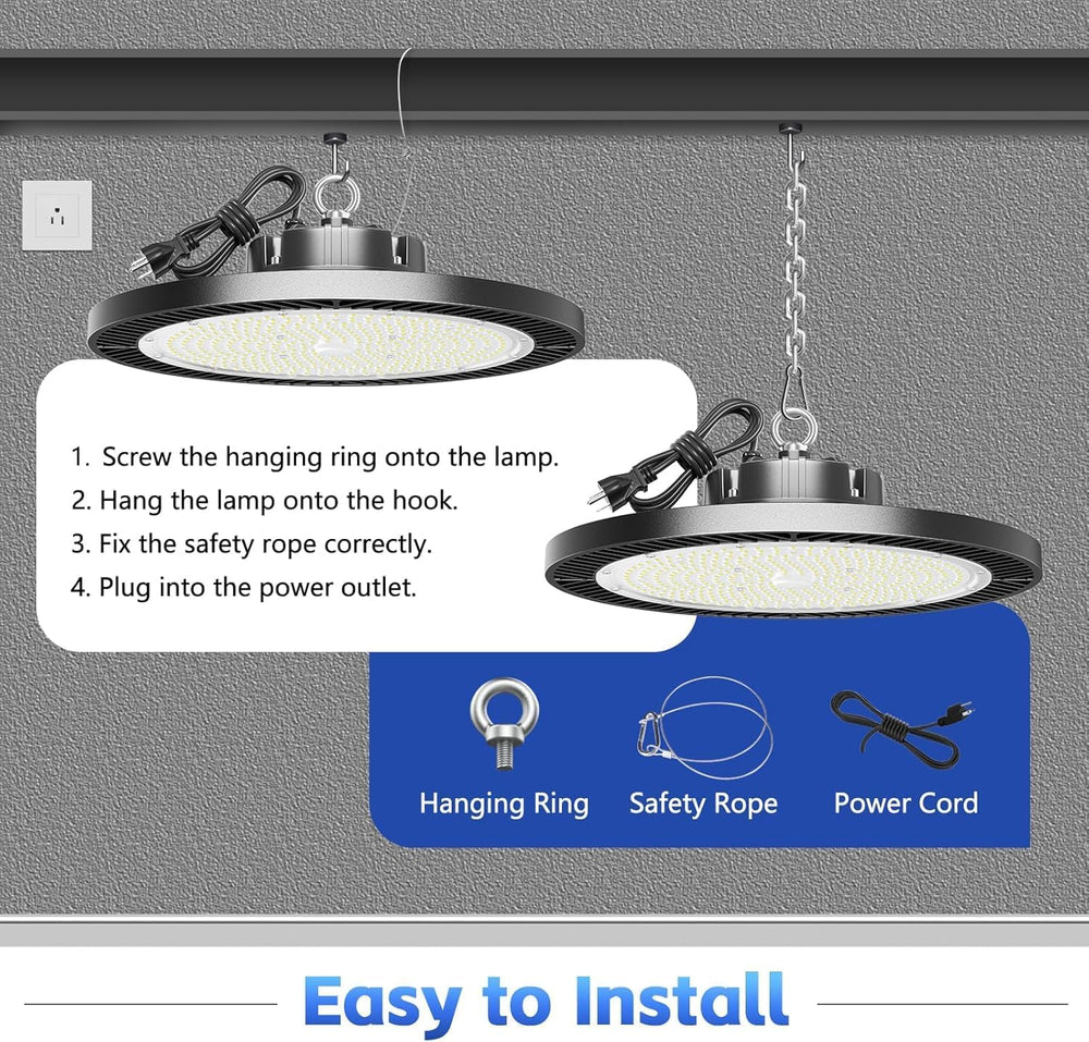 LED High Bay Light, 200W 28000lm 5000K High Bay Led Shop Light with Plug 5