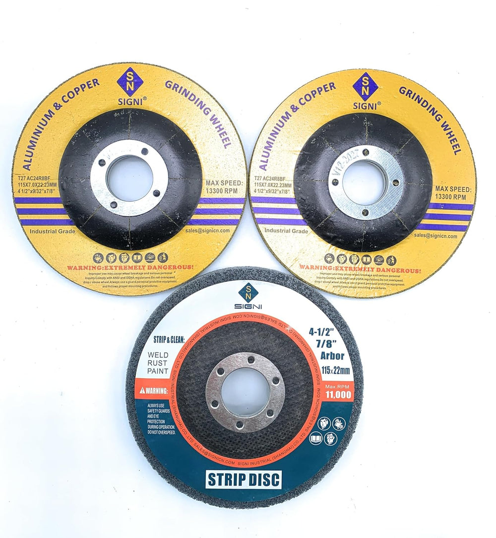 SIGNI Aluminum Grinding and Polishing Set, 4-1/2" Diameter, 7/8" Ar...