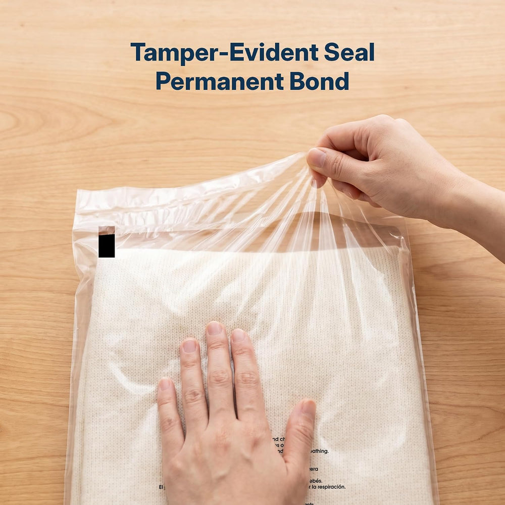10" X 15" (1000 Count) Self Seal Clear Poly Bags with Suffocation W...