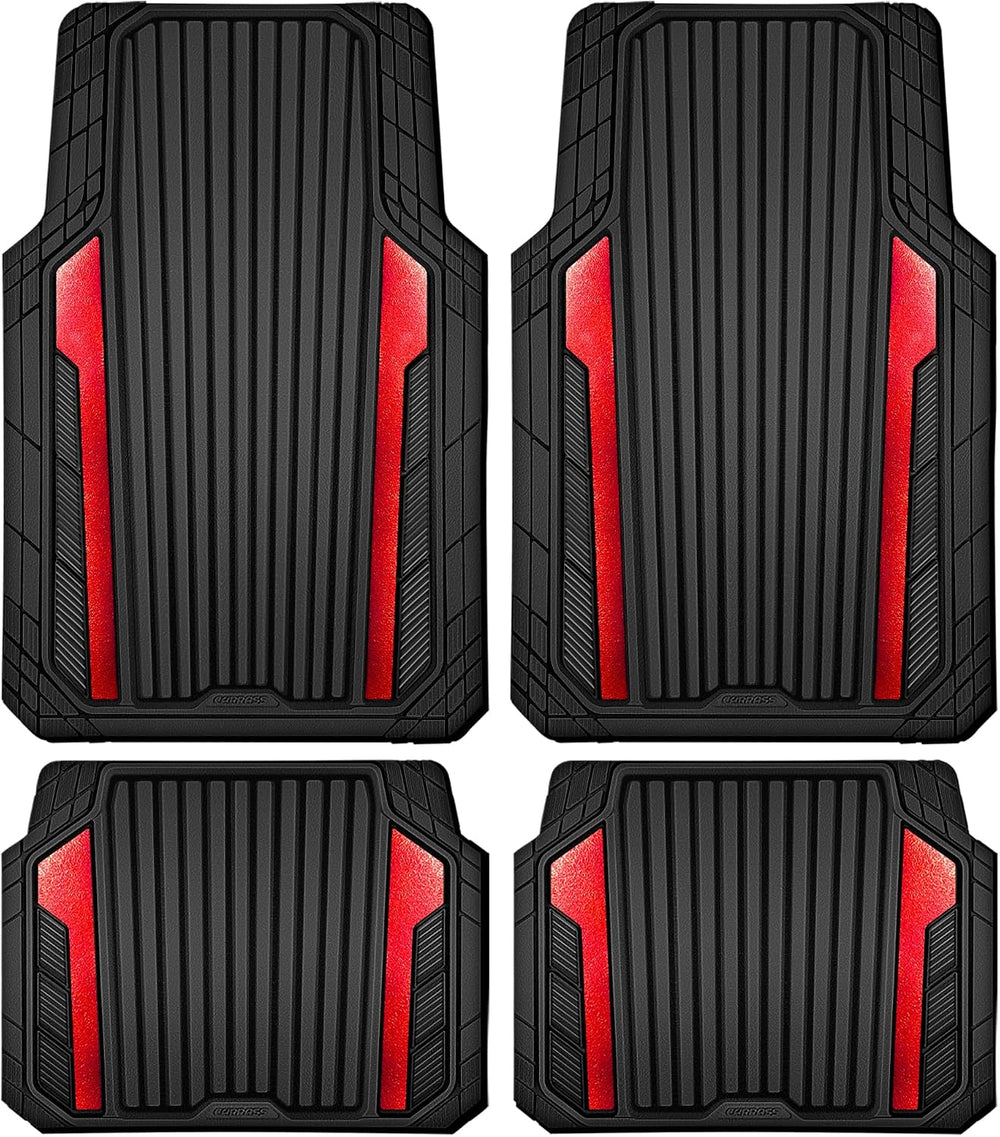 CAR PASS Heavy Duty Rubber Car Mats Metallic, Aluminum Film All Weather Floor...