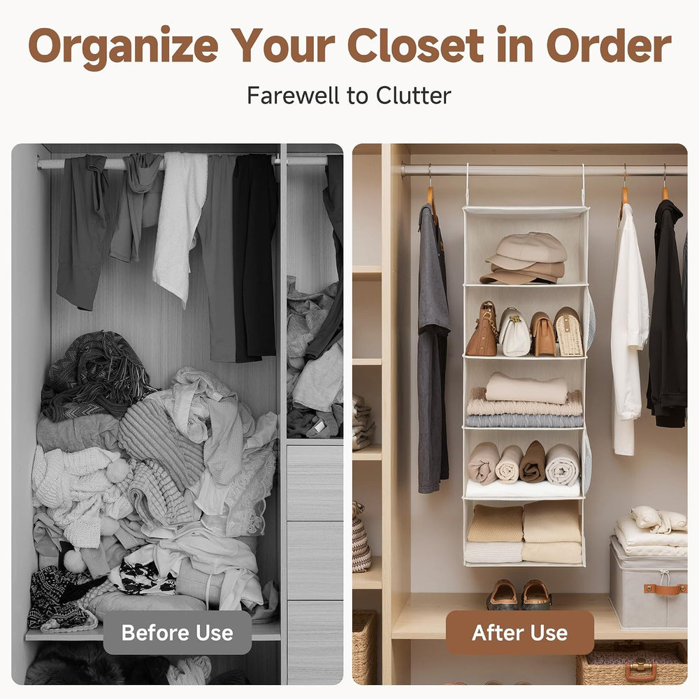 StorageWorks Hanging Closet Organizer for Small Closets, 5 Shelf