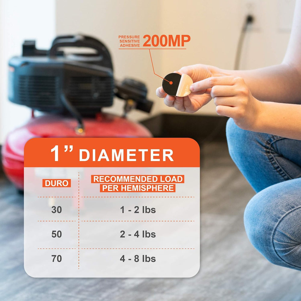 1" Dia Sorbothane Hemisphere Rubber Bumper Non-Skid Feet with Adhesive (...