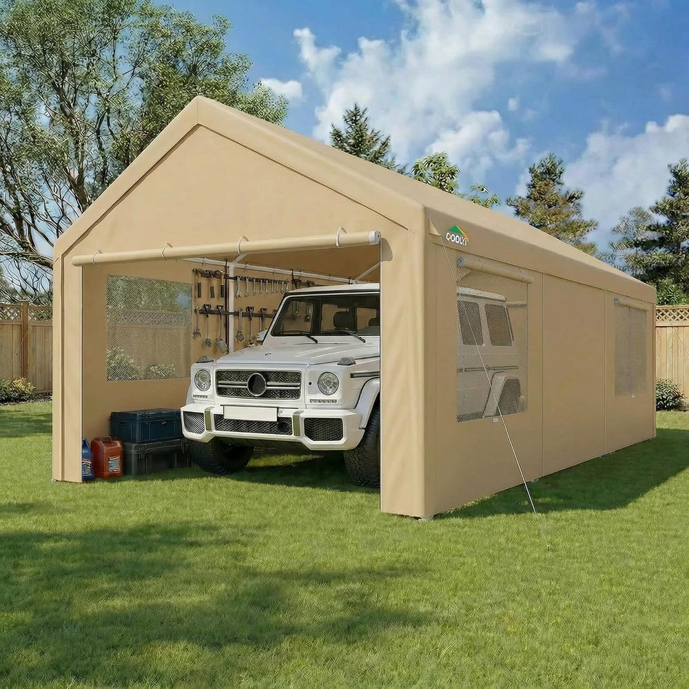 COBIZI Carport 10'x20' Heavy Duty Portable Garage, 2.0 Powder Coated ...