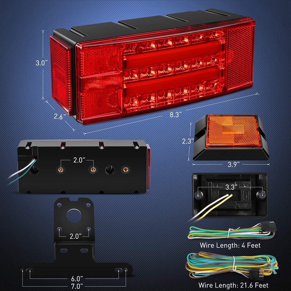 Nilight 2PCS Rectangular LED Trailer Light Kit with Halo Glow