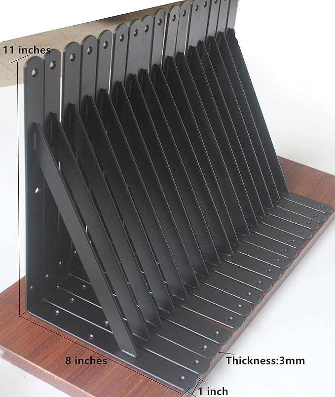 32 Pack L11 x H 8" Black Heavy Duty Shelf Brackets